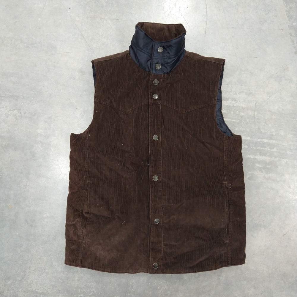 Men's Brown Corduroy Reversible Vest Sideout M Measurements Blue